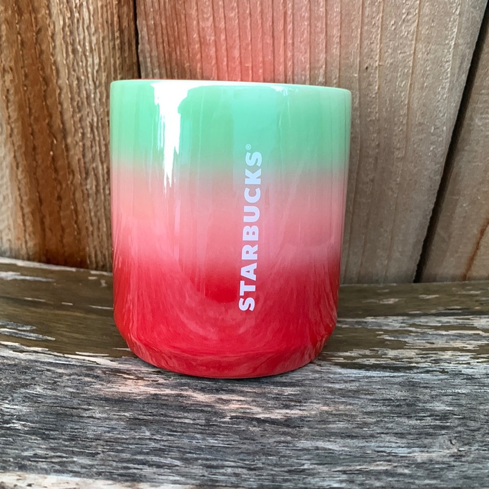 Starbucks Holiday Ceramic Cup Red Pink Green 8 oz
